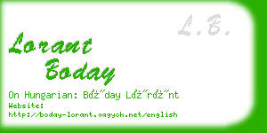 lorant boday business card